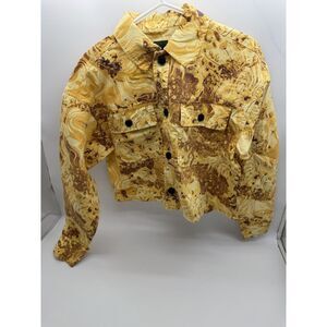 Wild Fable- Women's Cropped yellow floral Long Sleeve Jacket